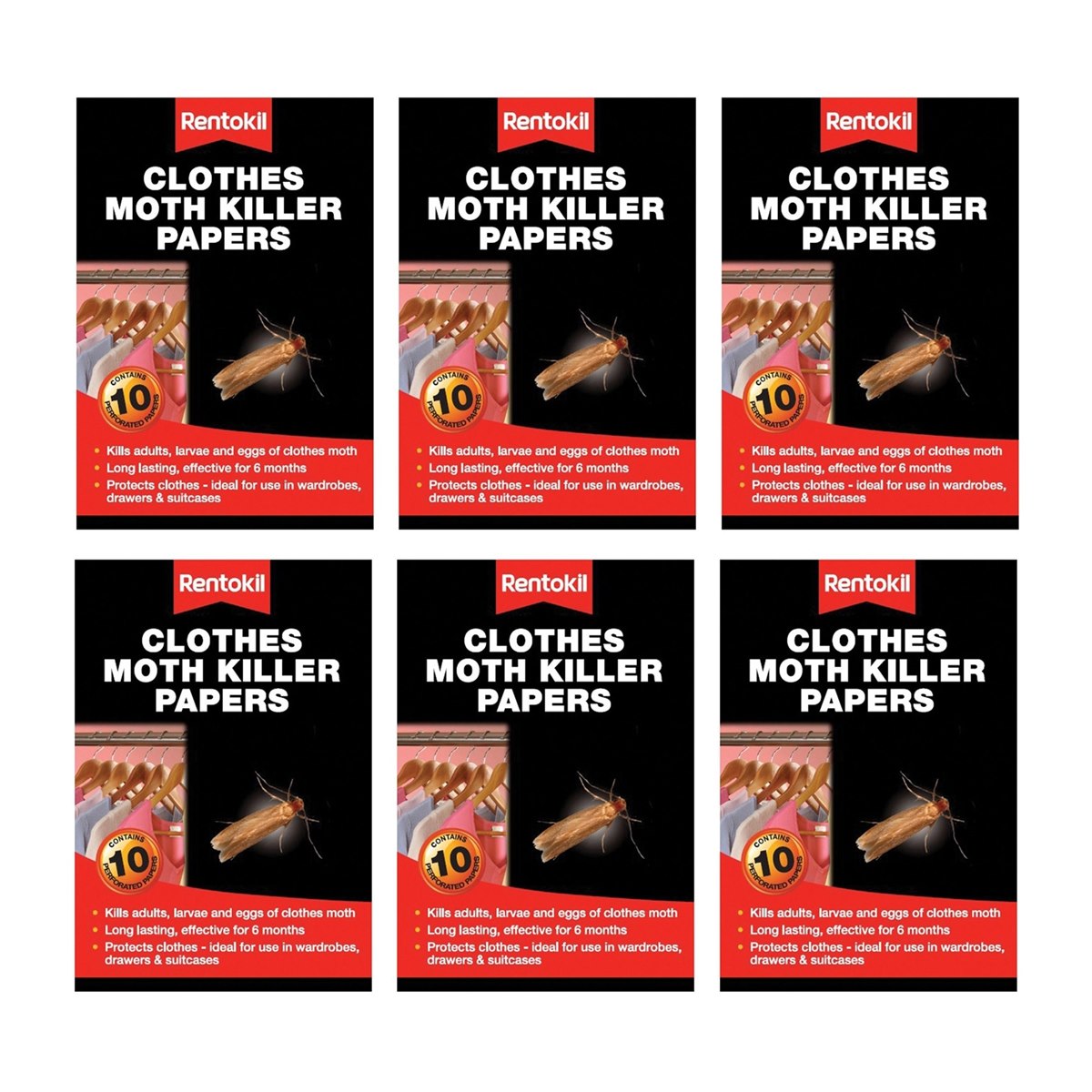 Case of 6 x Rentokil Clothes Moth Killer Papers