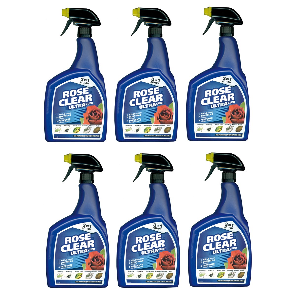 Case of 6 x Rose Clear Ultra Gun 1 Litre 3 In 1 Action 