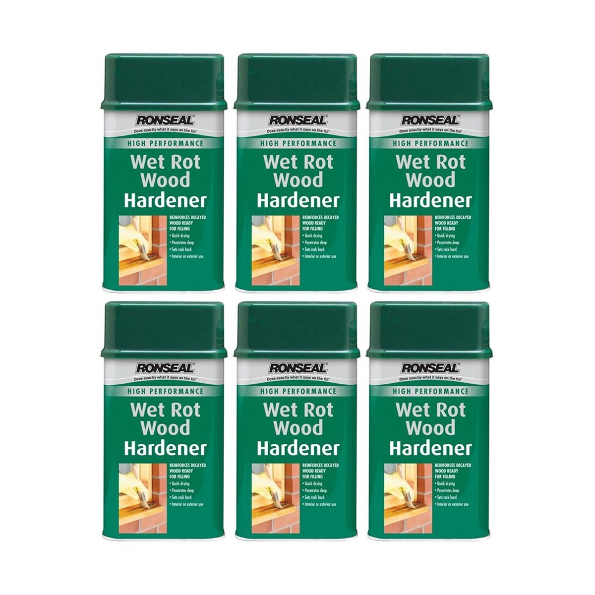 Case of 6 x Ronseal High Perfomance Wet Rot Wood Hardener 500ml