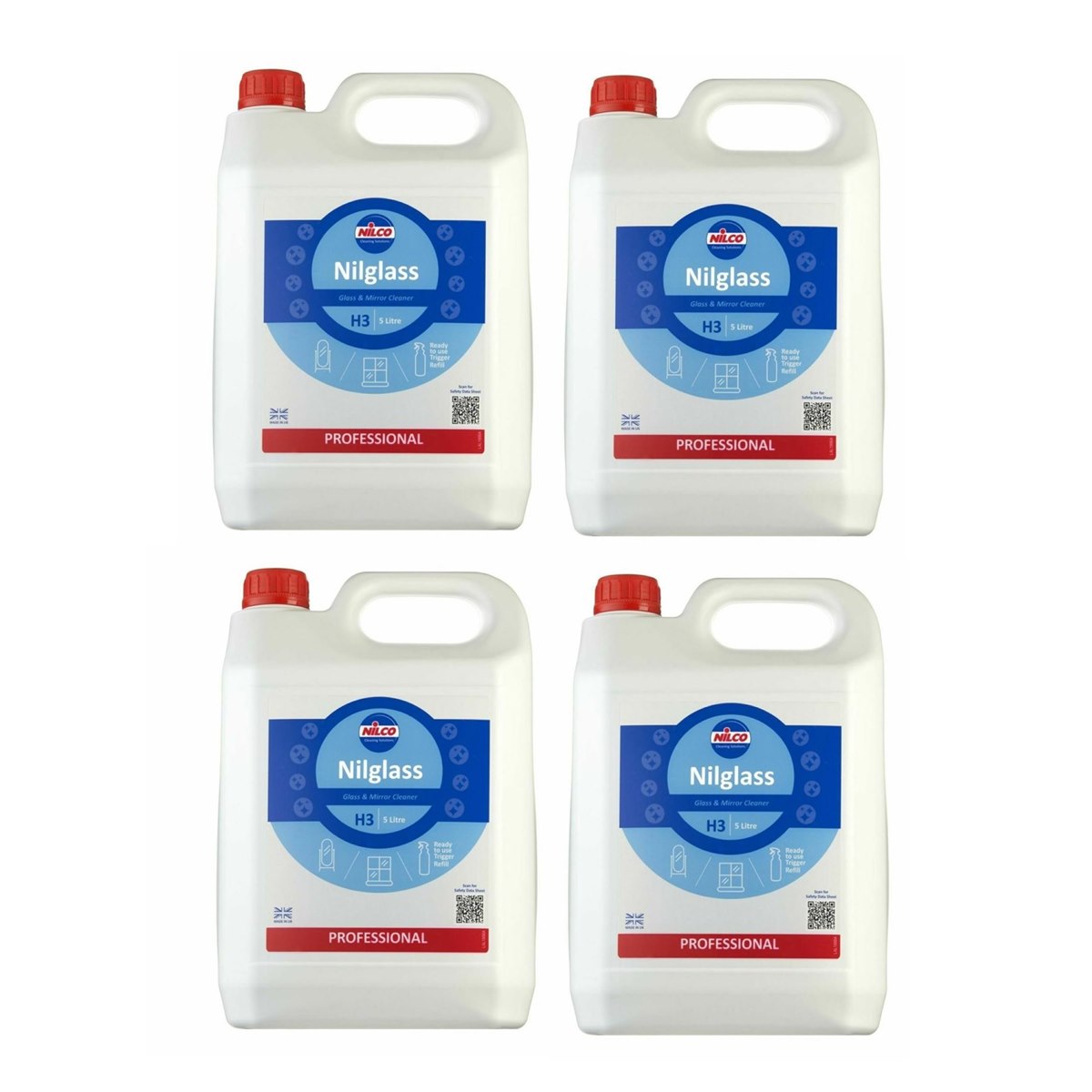 Case Of 4 x Nilglass Smear Free Glass and Mirror Cleaner 5 Litre 