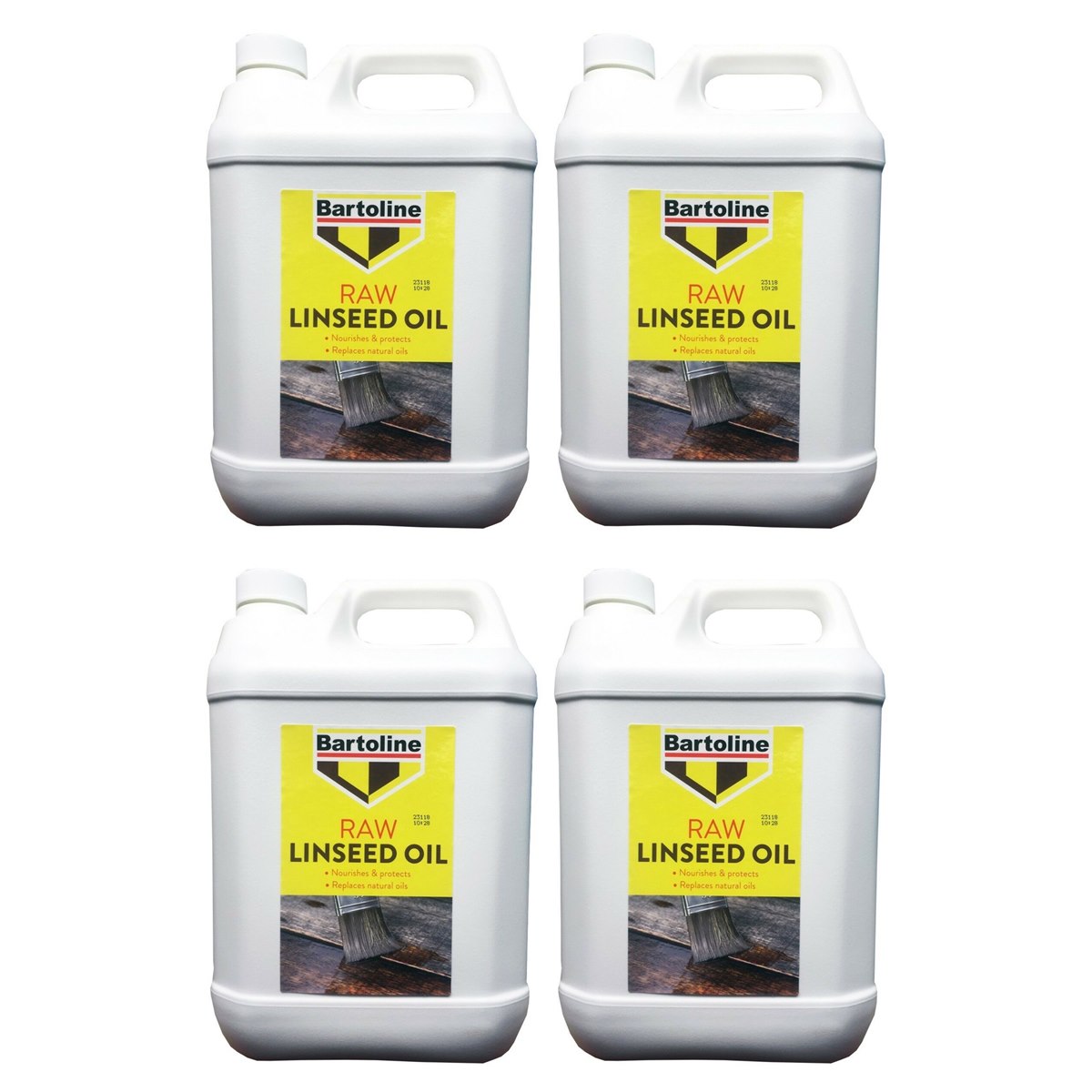 Case of 4 x Bartoline Raw Linseed Oil 5 Litres