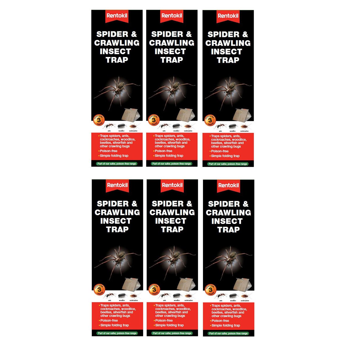 Case of 6 x Rentokil Spider and Crawling Insect Traps 3 Pack