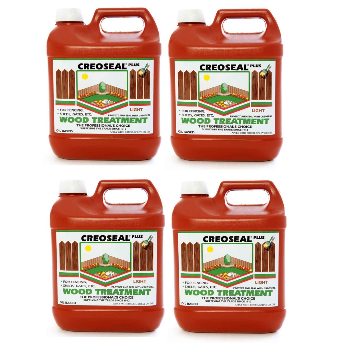Case of 4 x Creoseal Plus Wood Treatment Light Brown 4 Litre