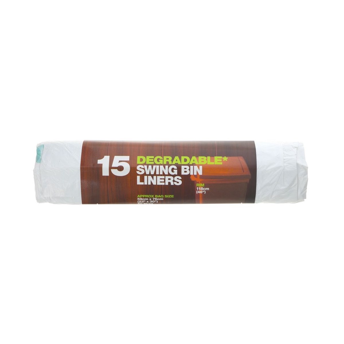 d2w Pack of 15 Degradable Swing Bin Liners White 118cm Rim