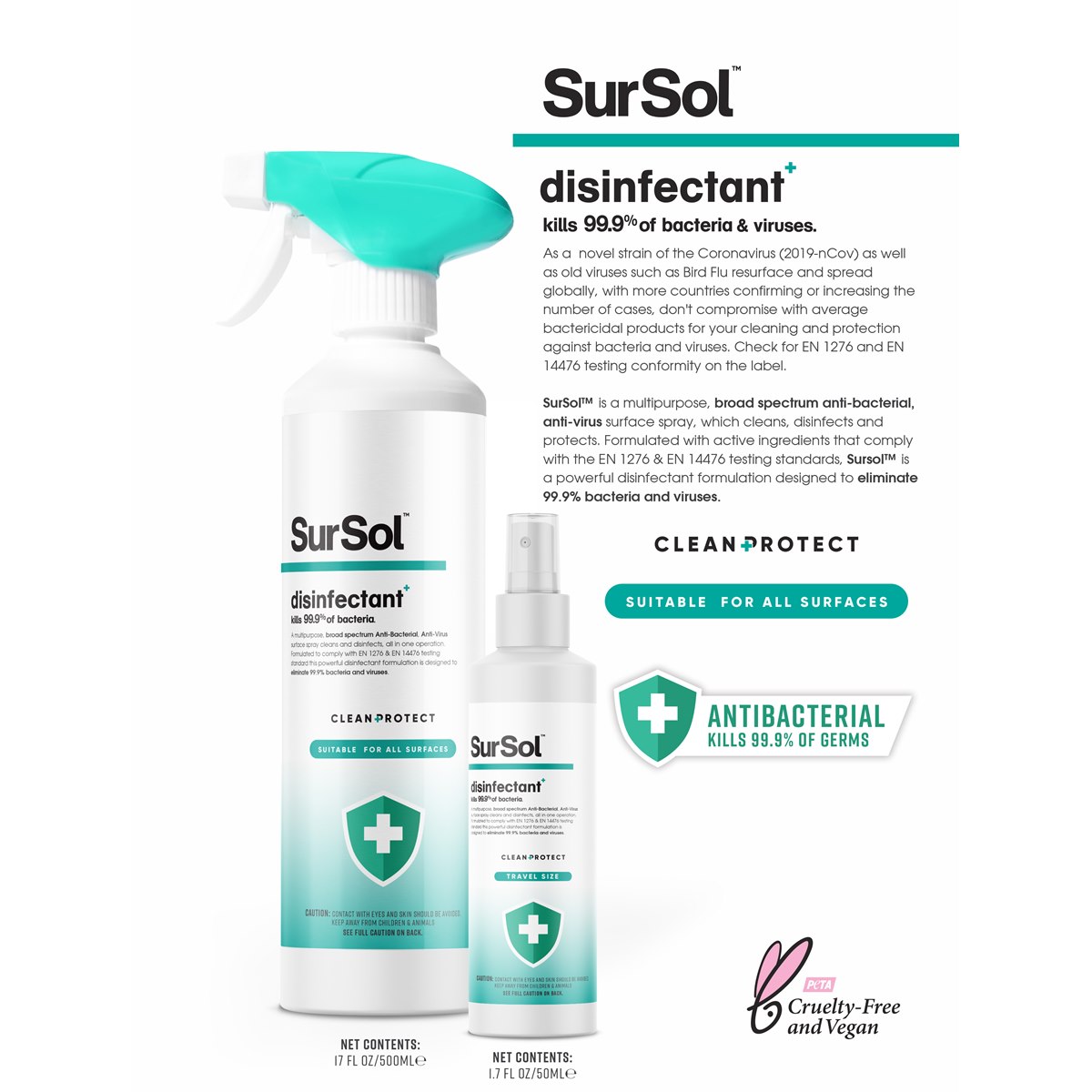 SurSol™ Disinfectant Anti-Bacterial Anti-Virus Spray