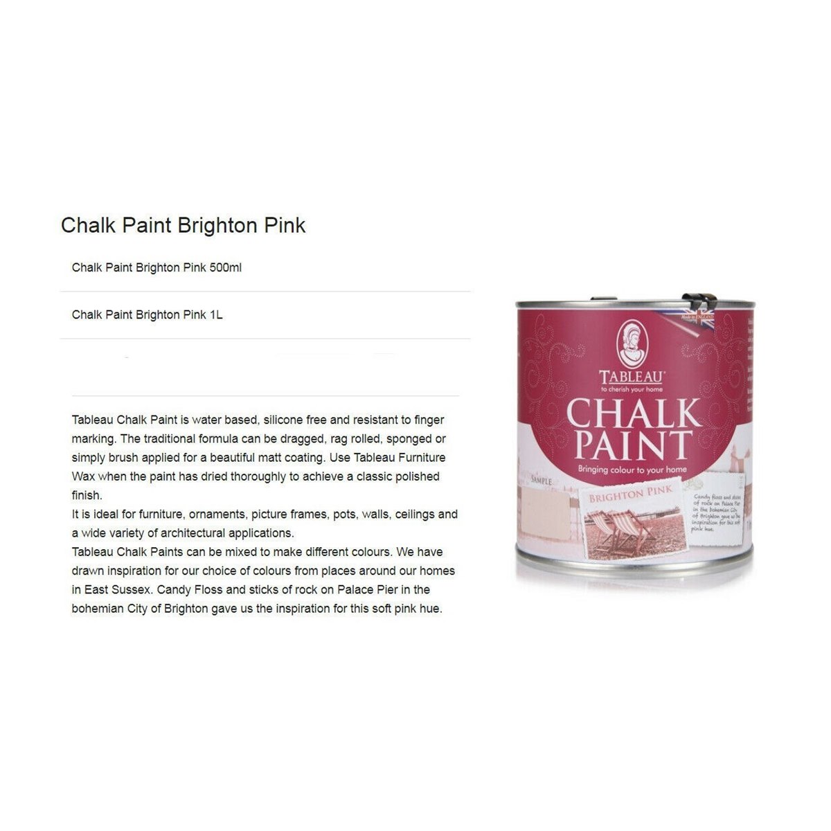 Tableau Chalky Paint Brighton Pink