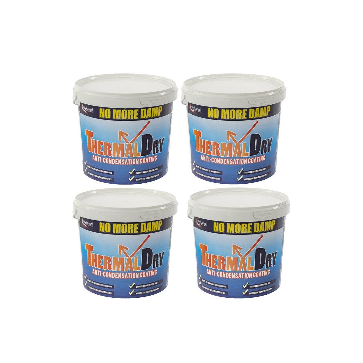 Case of 4 x Wykamol Thermaldry Anti-Condensation Coating Paint White 5 Litre