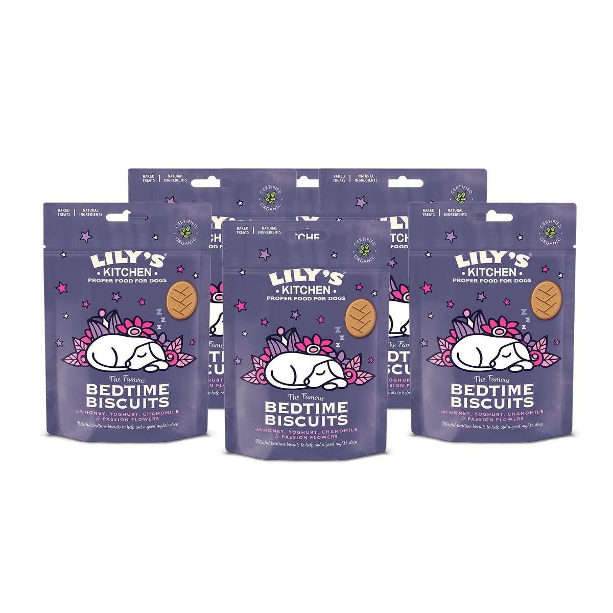 Case of 6 x Lilys Kitchen Famous Bedtime Biscuits Baked Dog Treats 80g