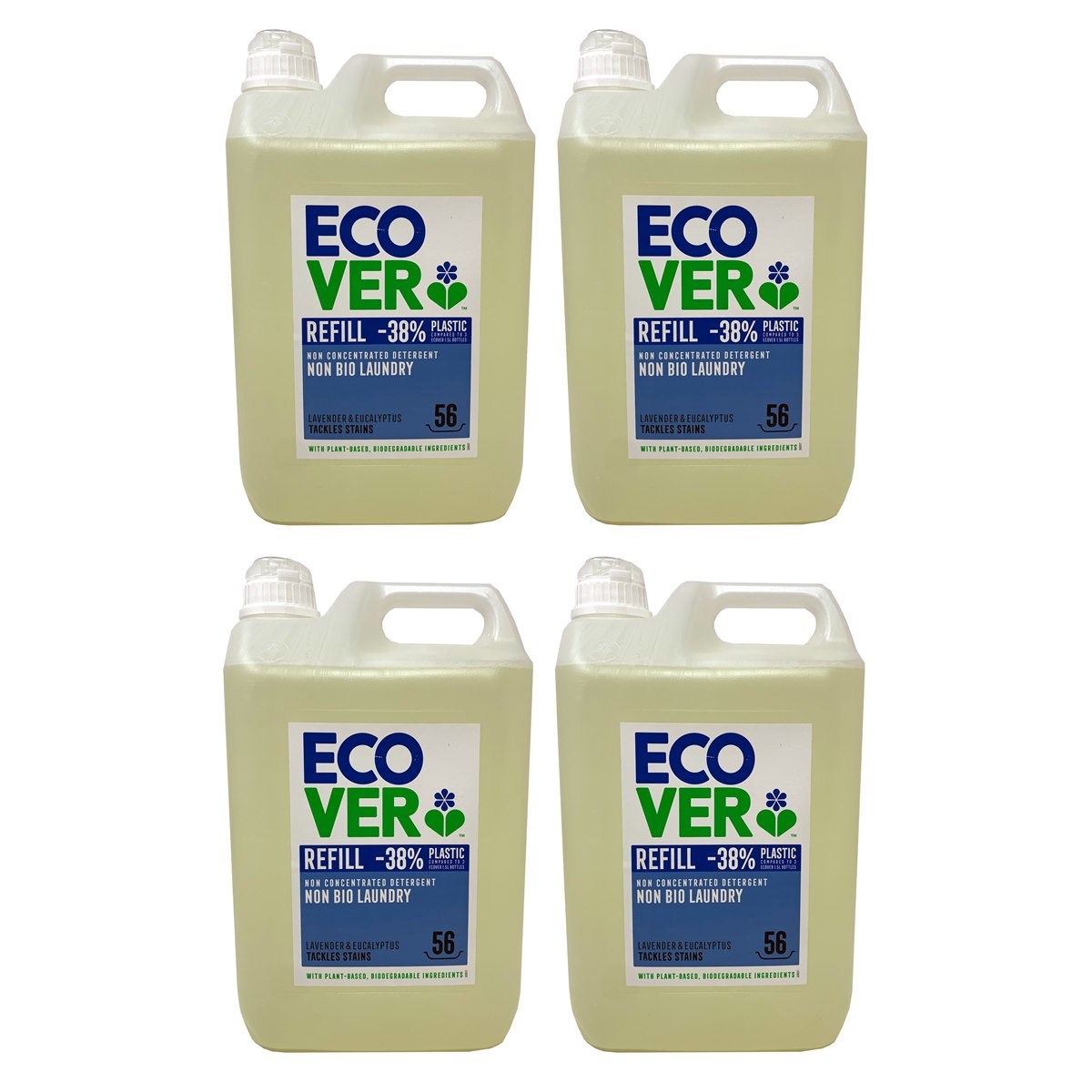 Case of 4 x Ecover Non-Bio Laundry Liquid Lavender and Eucalyptus 5 Litre Refill