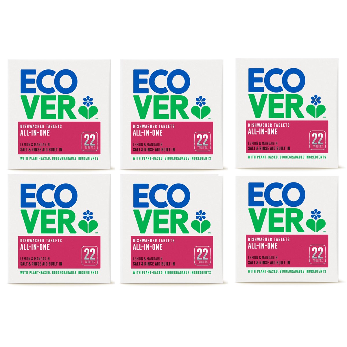 Case of 6 x Ecover All In One Dishwasher Tablets (22 Tablets)