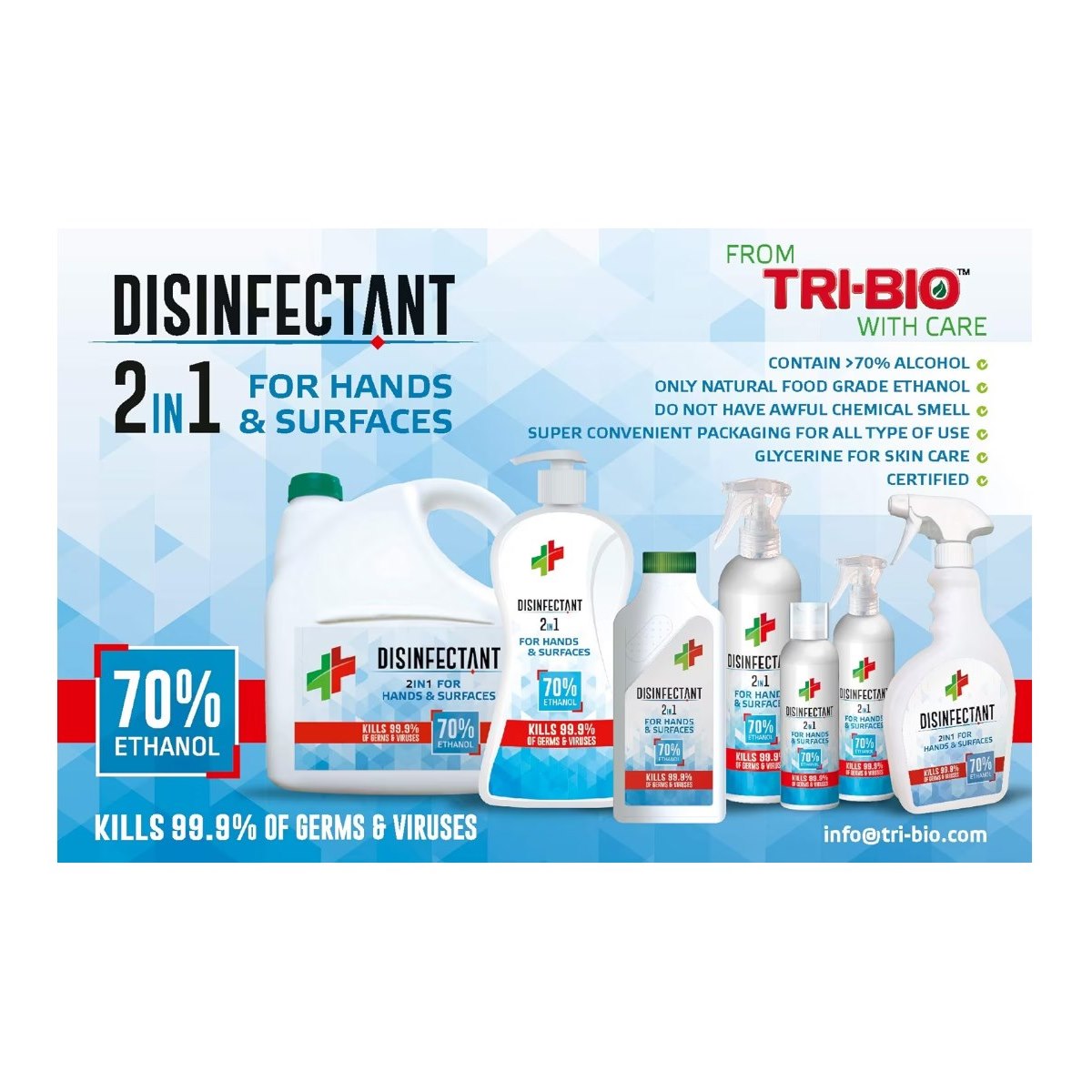 Tri-Bio 2 in 1 Disinfectant for Hands and Hard Surfaces