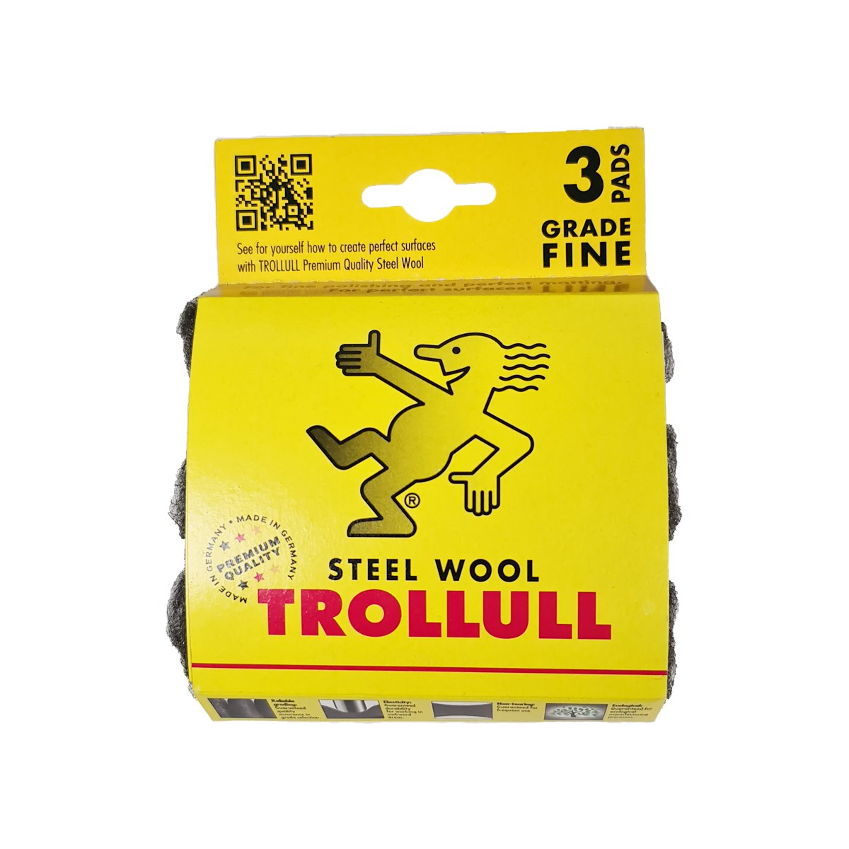 Trollull Steel Wool DIY Pads 3 Pk Fine