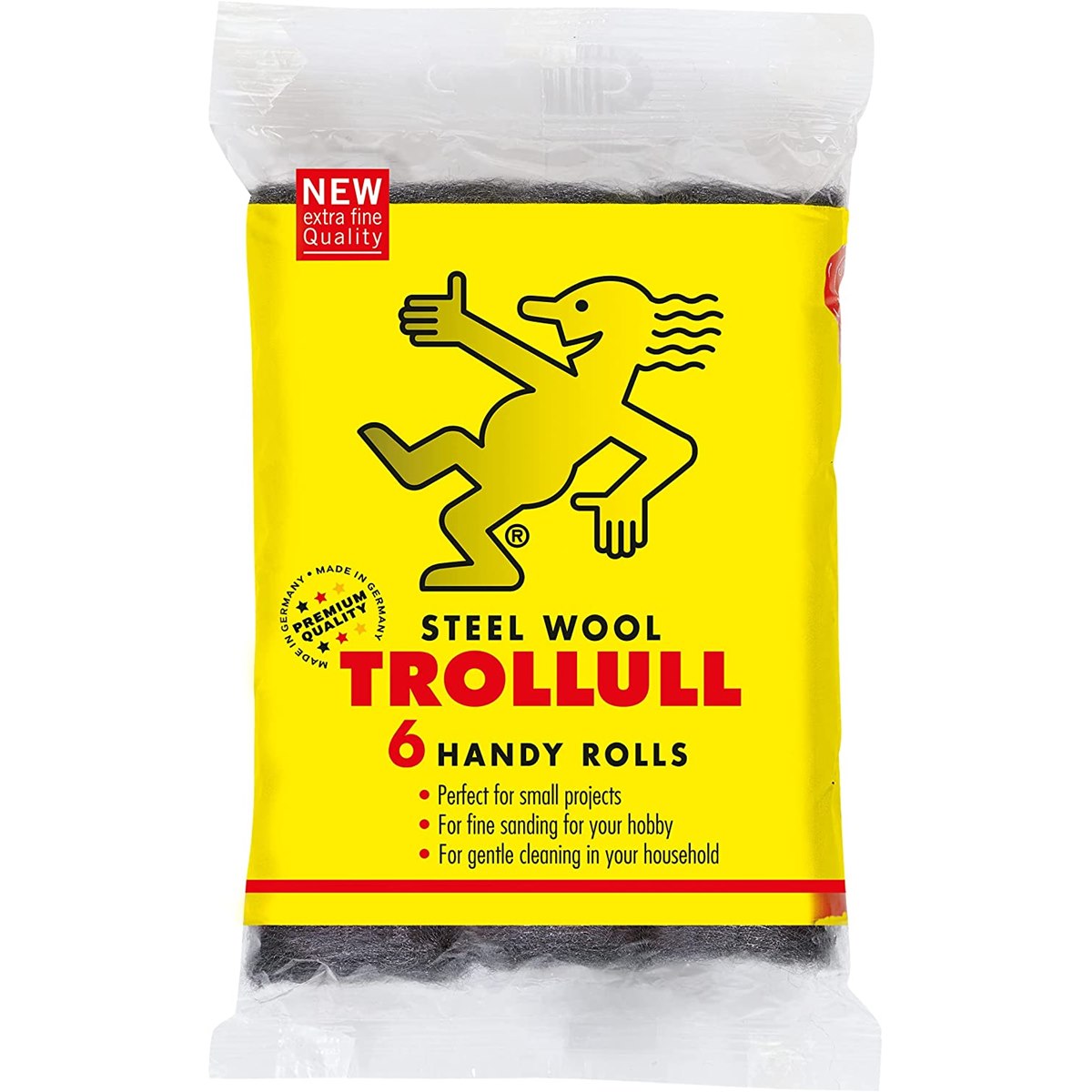 Trollull Premium Quality Extra Fine Steel Wool Pads 6 Pack