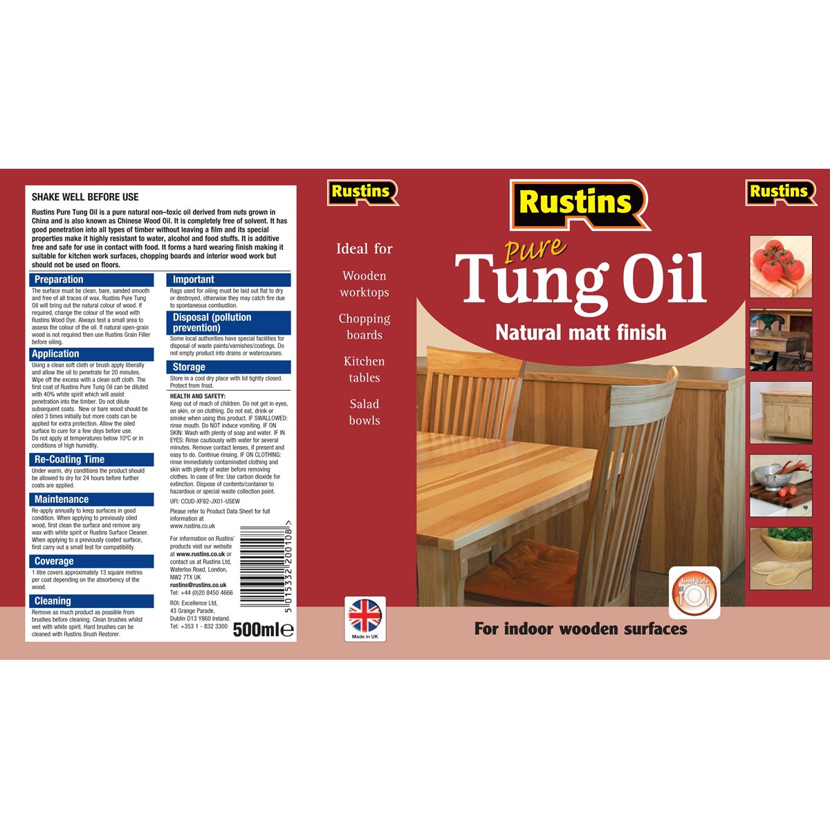 Rustins Pure Tung Oil Usage Instructions