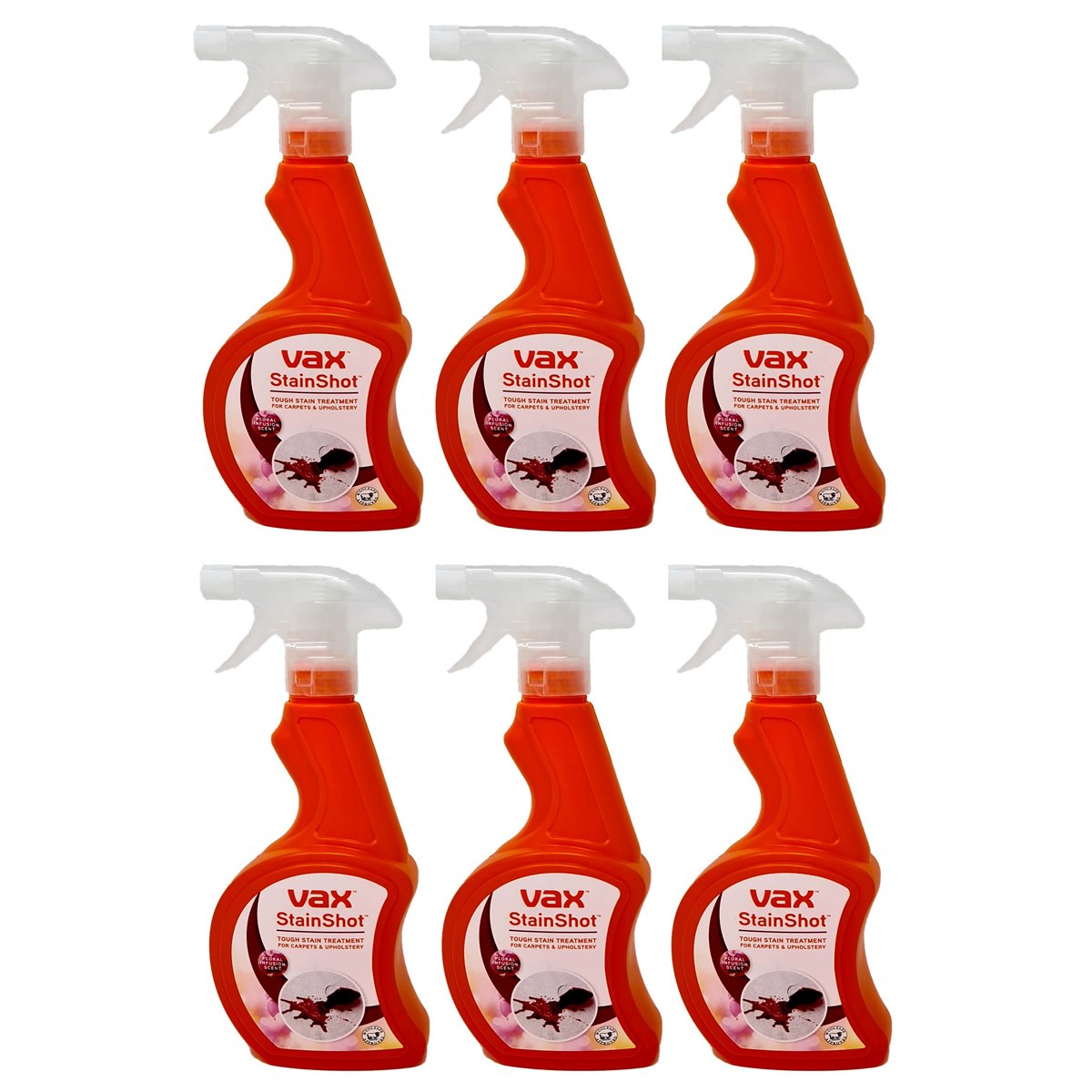 Case of 6 x Vax Stain Shot Carpet Stain Remover Floral Infusion 500ml