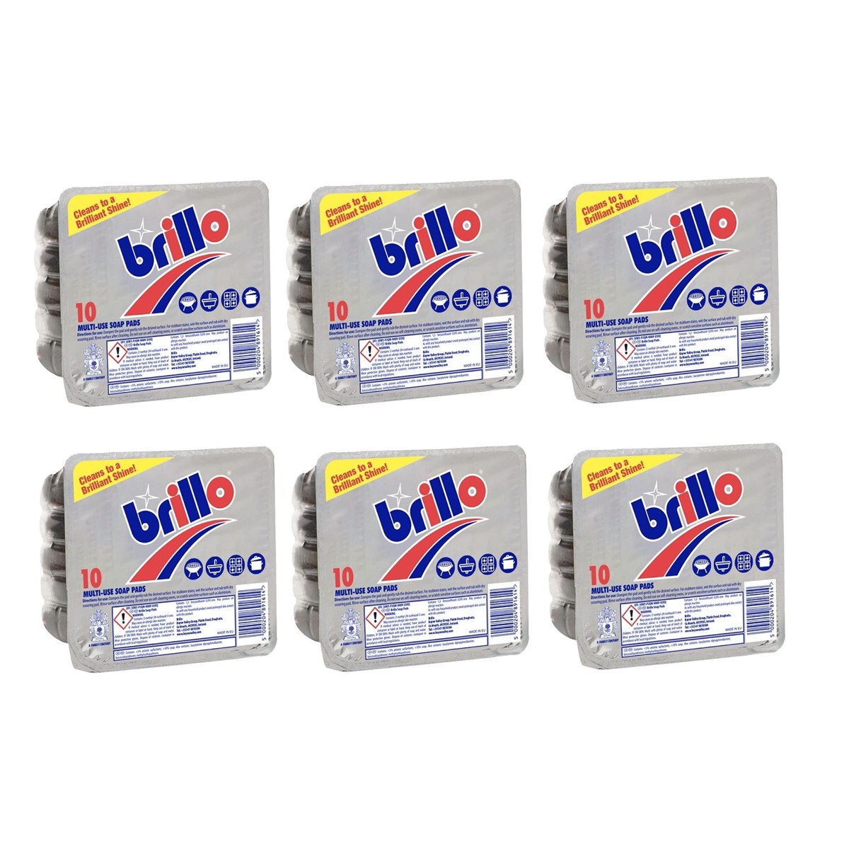 Case of 6 x Brillo Soap Pads Pack of 10
