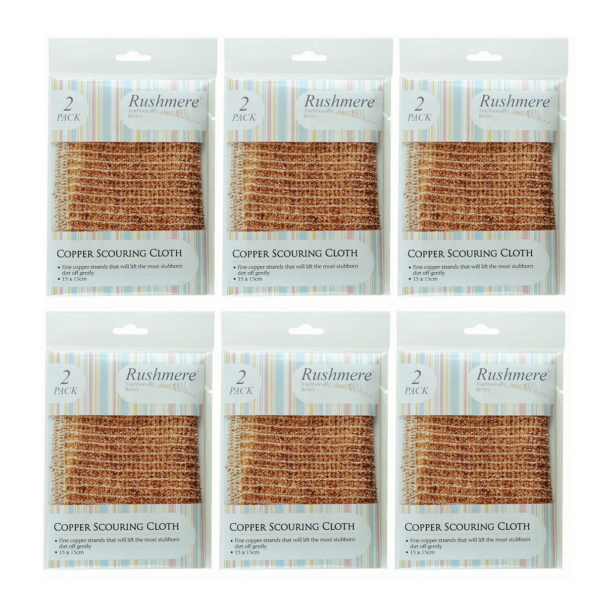 Case of 6 x Rushmere Copper Scouring Cloth 2 Pack