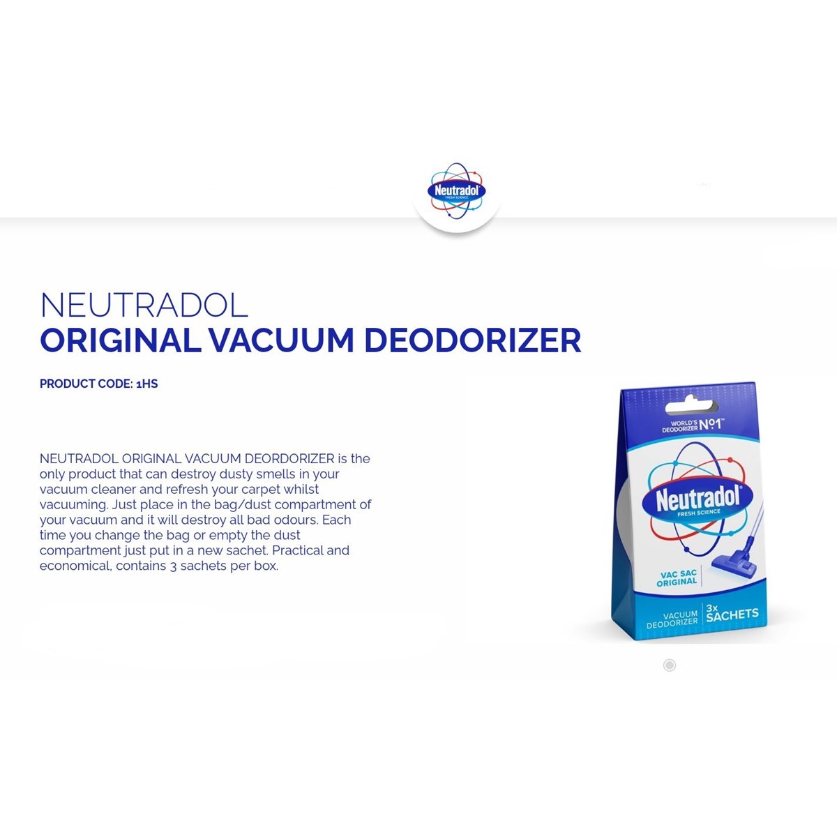 Neutradol Original Vacuum Deodorizer 3 Sachets