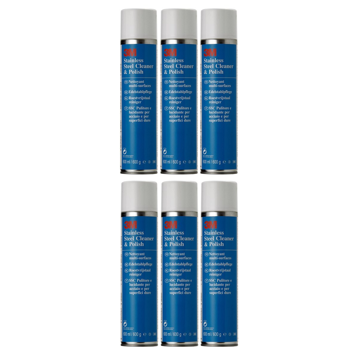 Case of 6 x 3M Stainless Steel Cleaner and Polish Spray 600ml 