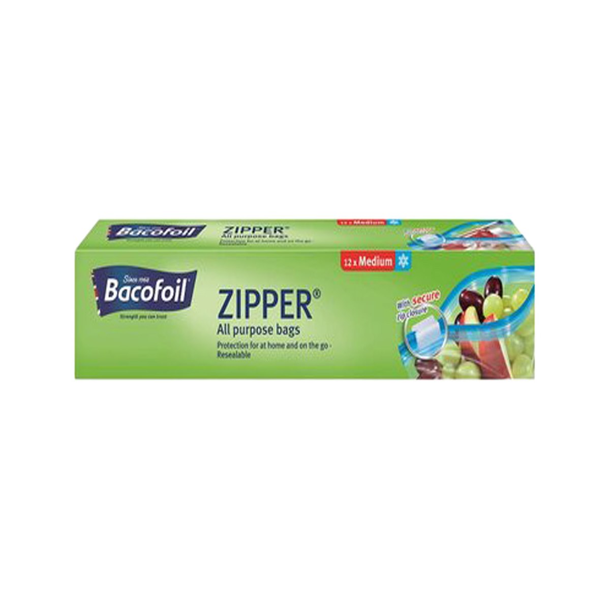 Bacofoil Zipper All Purpose Bags 12 X Medium 27 x 24 cm