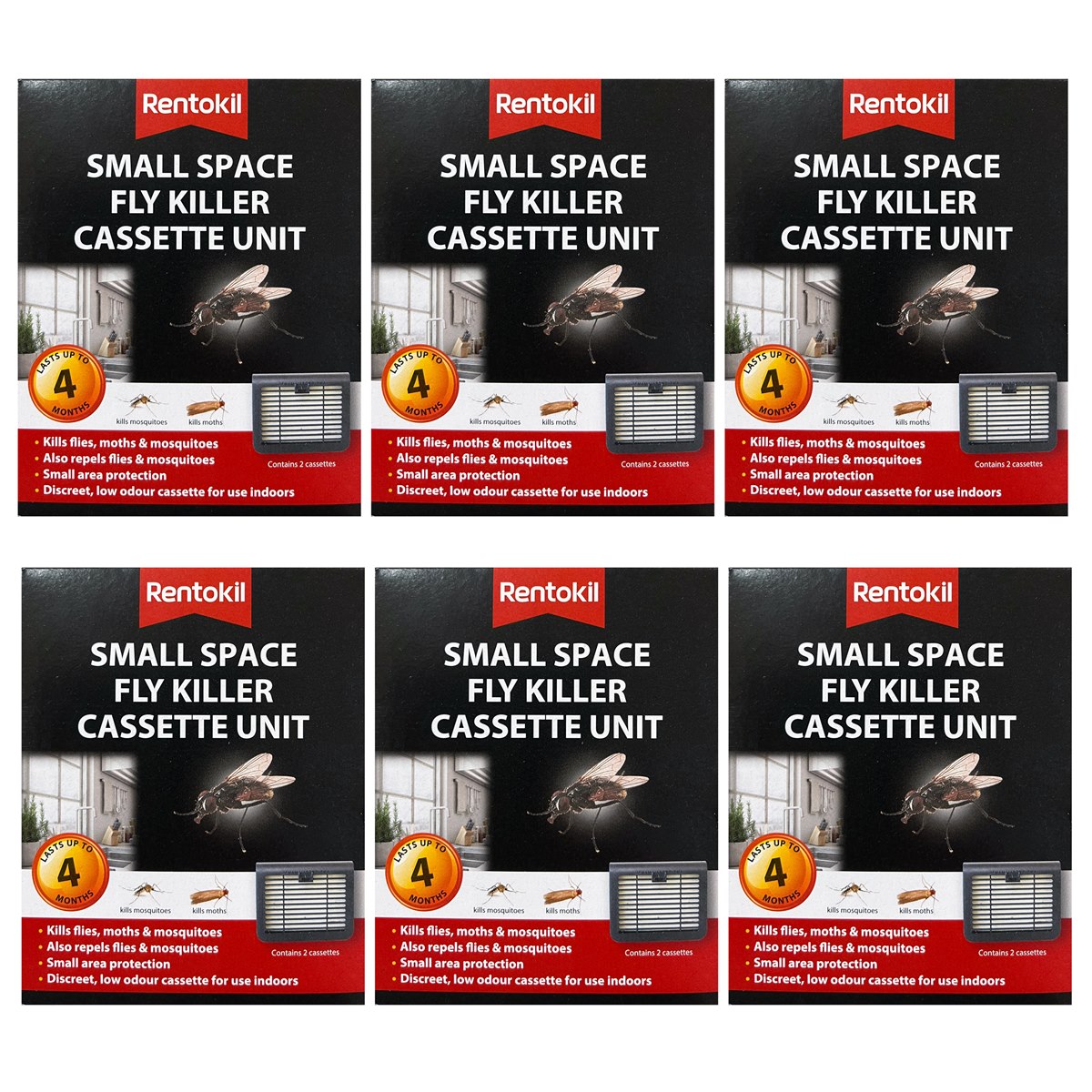 Case of 6 x Rentokil Small Space Fly Killer Cassette Unit 2 Pack