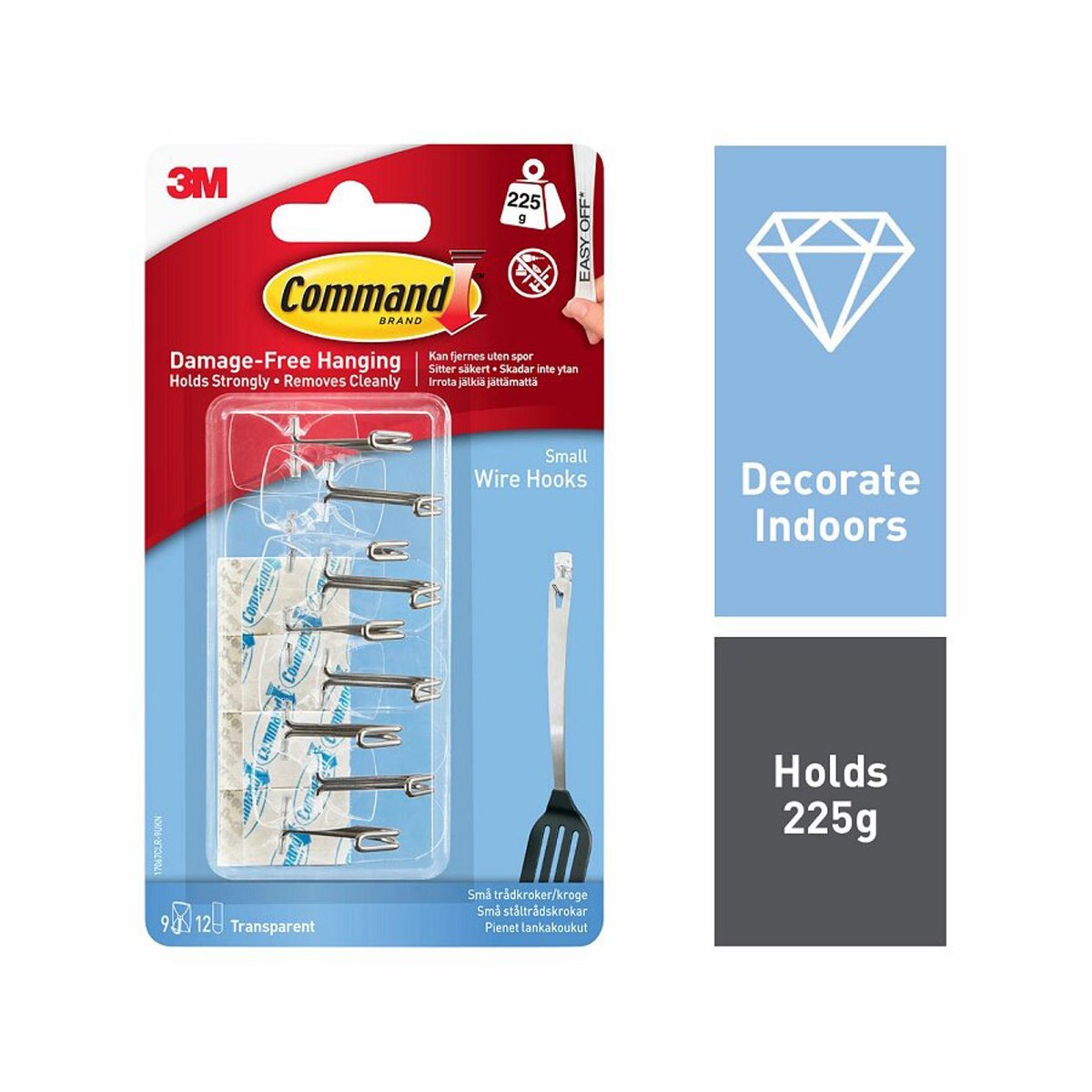 Command Small Clear Wire Hooks Value Pack 9