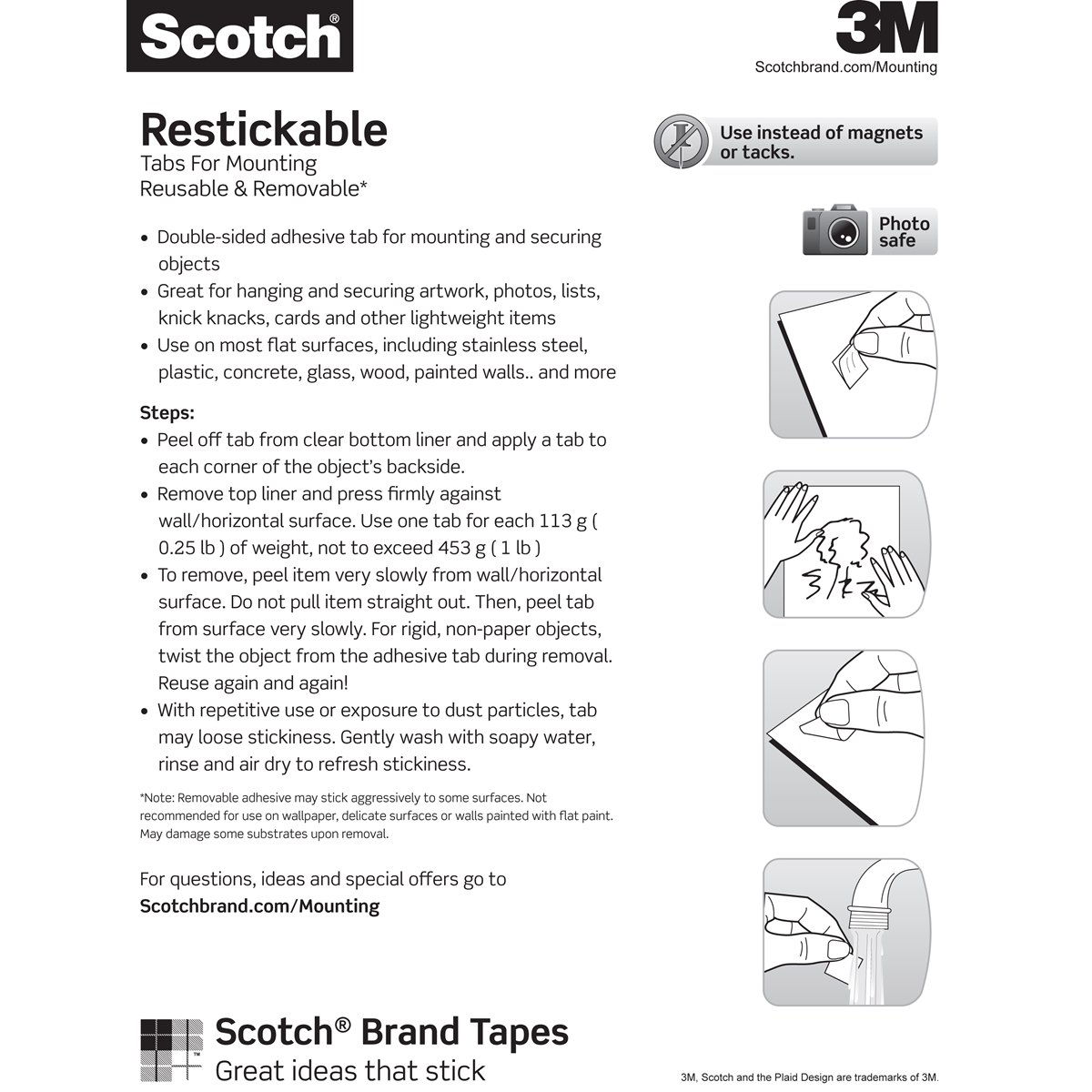 Scotch Restickable Tabs for Mounting Instructions