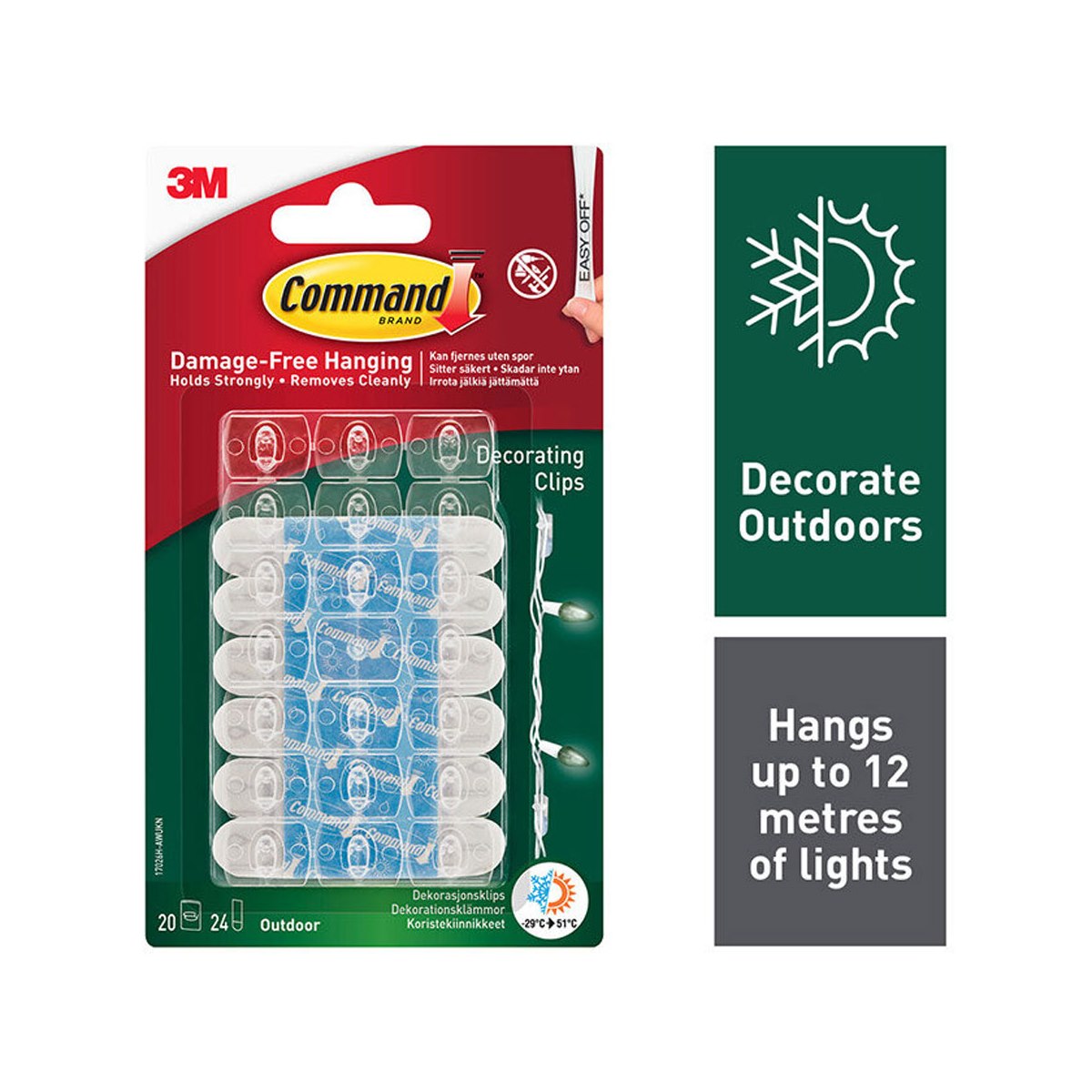 3M Command Outdoor Christmas Light Clips Clear All Weather