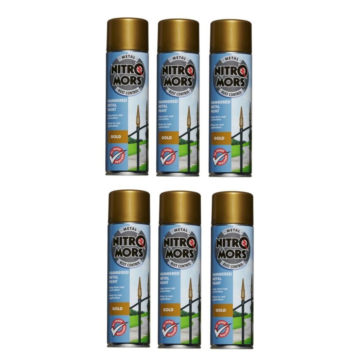 Case of 6 x NitroMors Hammered Metal Paint 500ml Gold