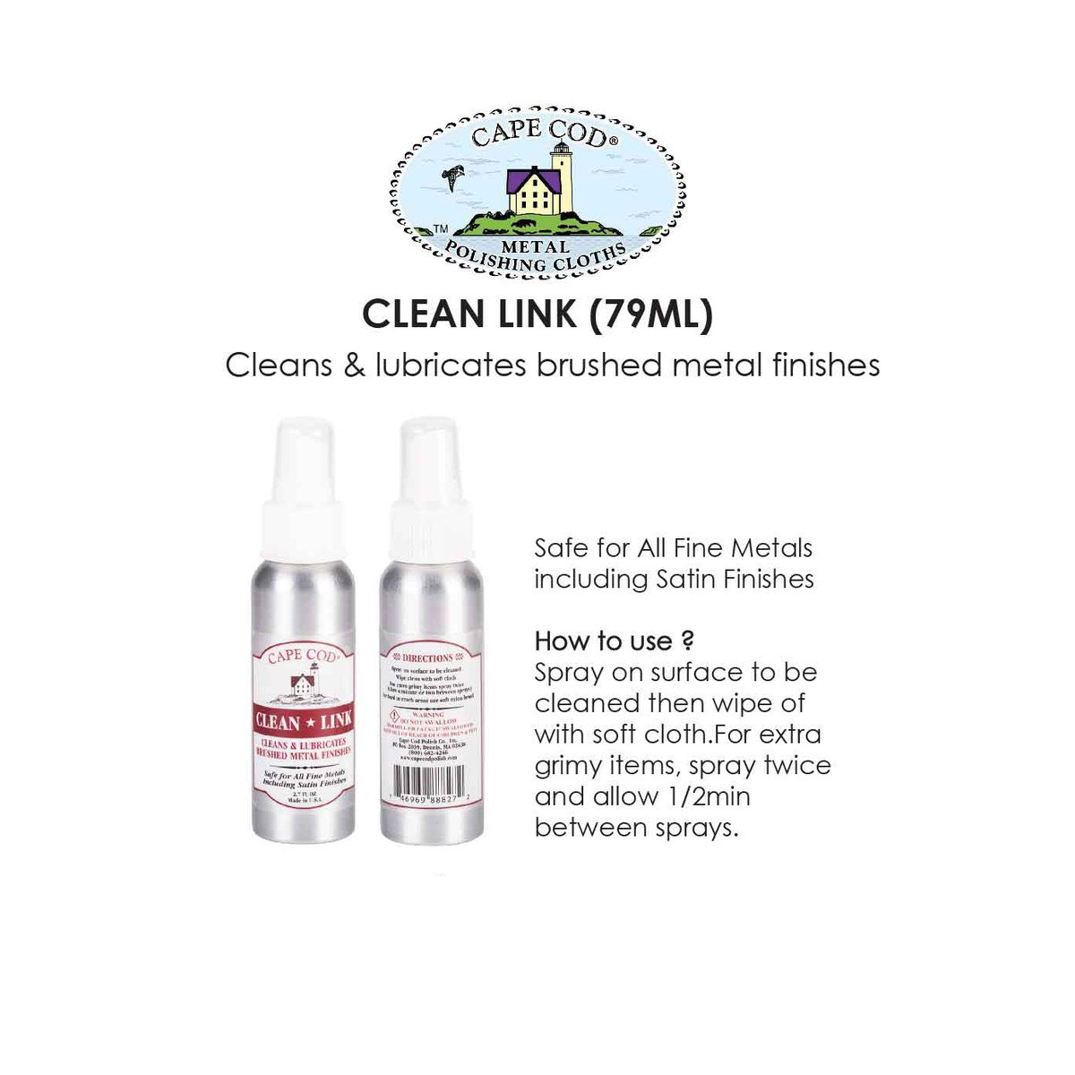 Cape Cod Clean Link Brushed Metal Cleaning Spray