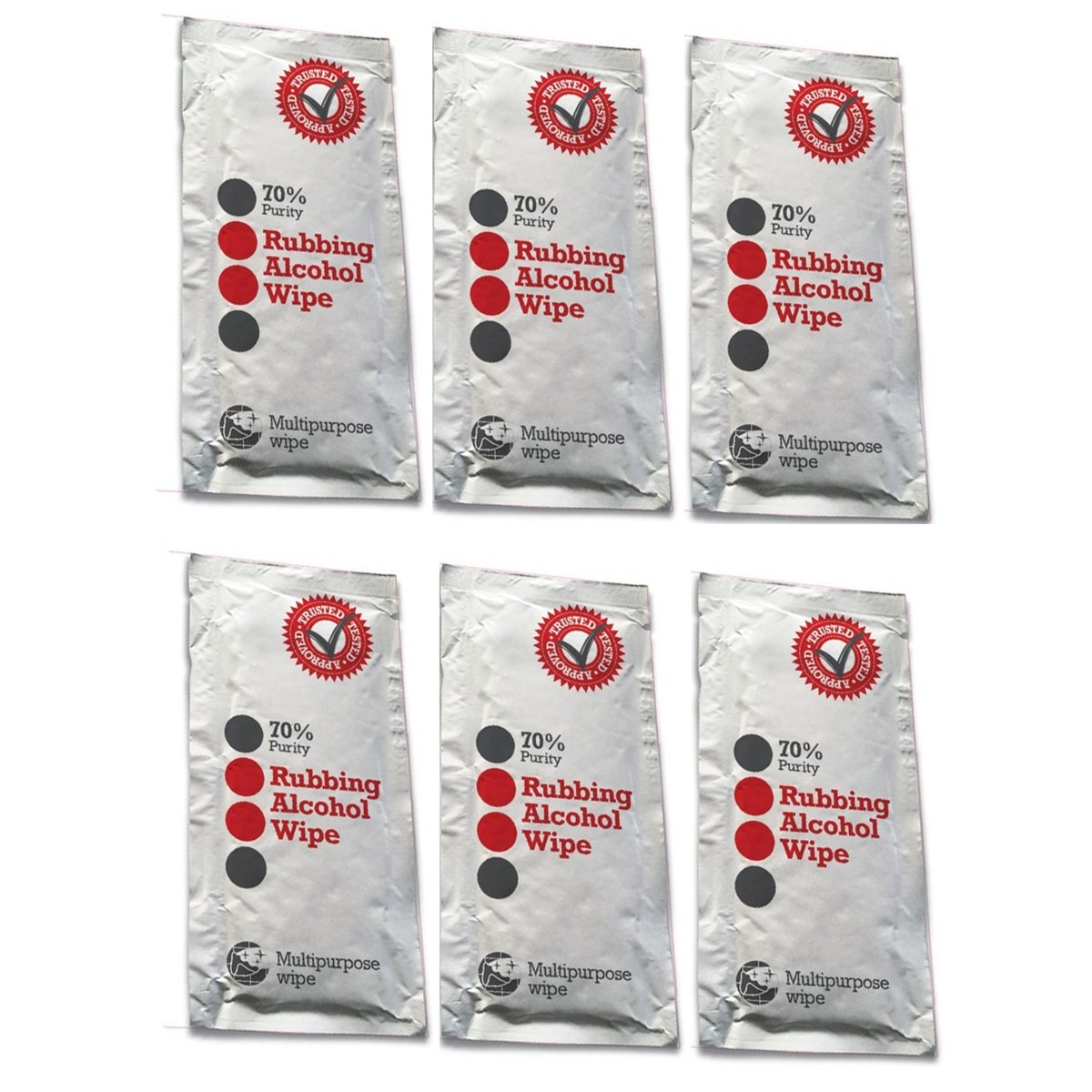 Pack of 6 x Wilsons Isopropanol 70% Purity Rubbing Alcohol Wipes