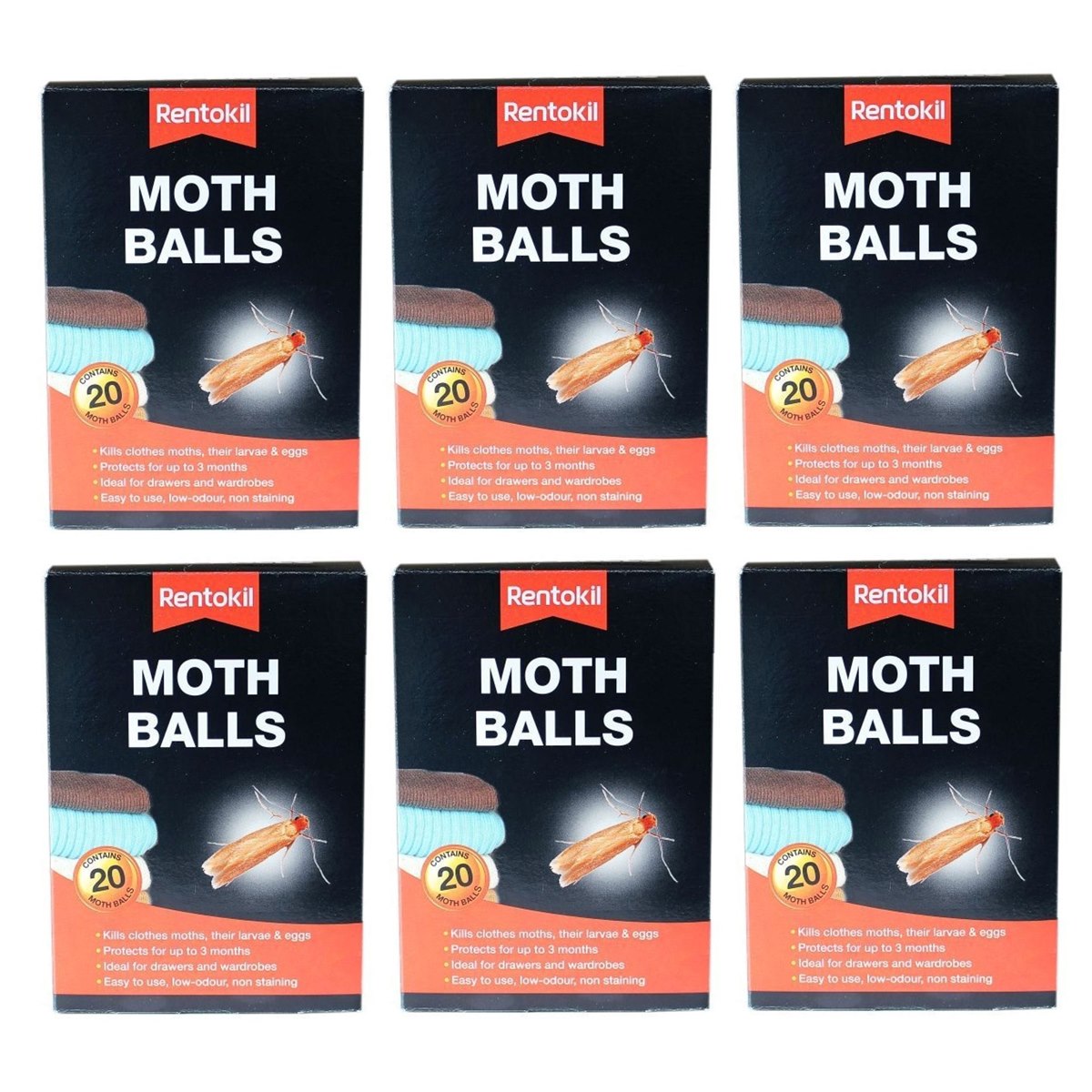 Case of 6 x Rentokil Moth Balls Pack of 20