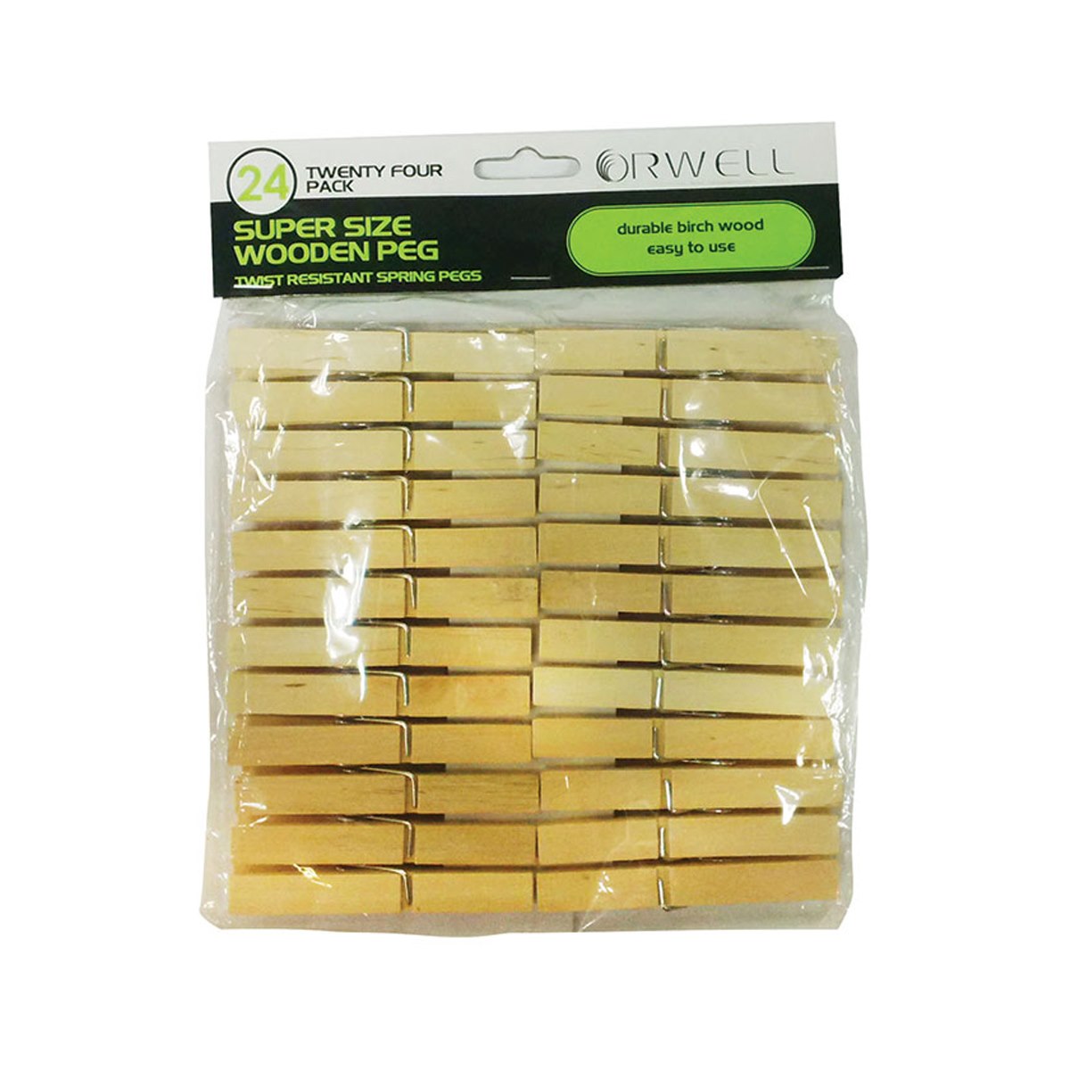 Orwell Super Size Wooden Pegs 24 Pack