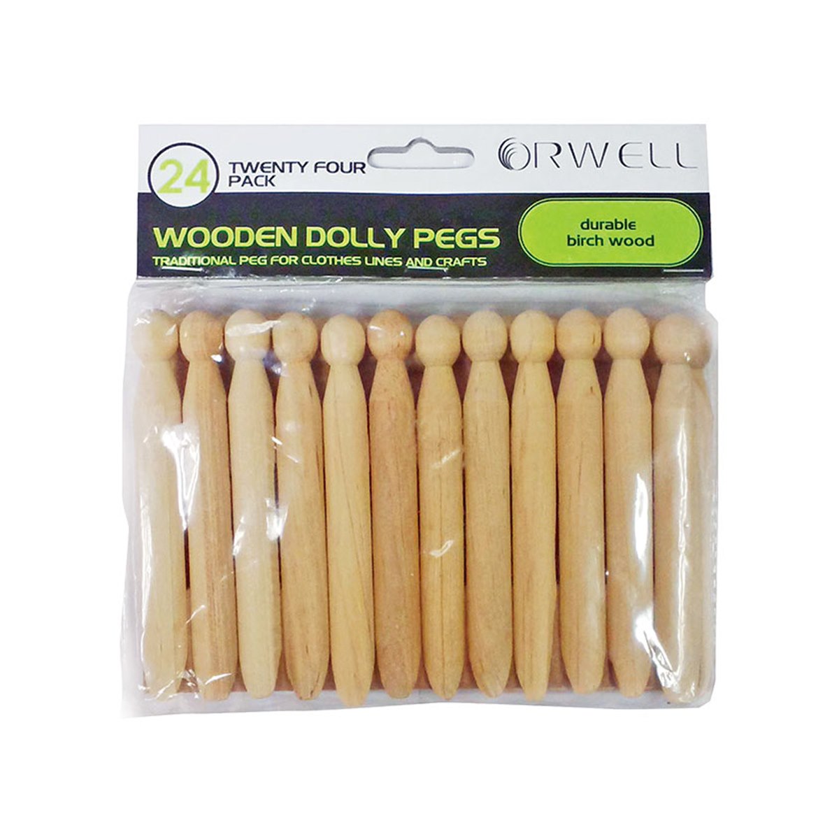 Orwell Traditional Wooden Dolly Pegs 24 Pack