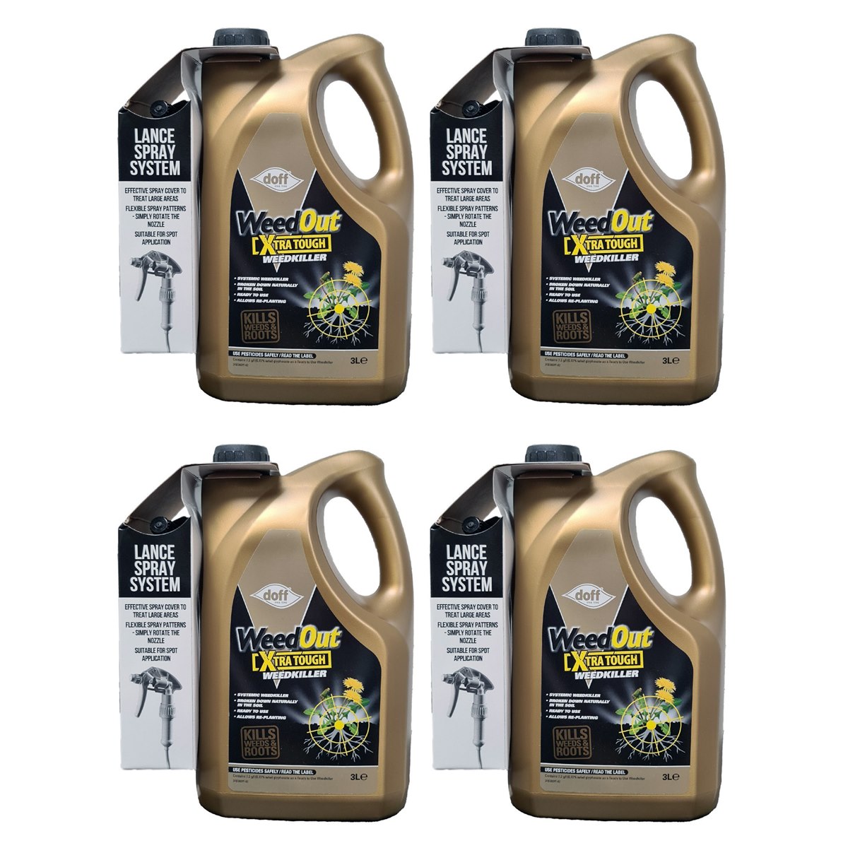 Case of 4 x Doff Weedout Extra Tough Weed Killer Ready To Use 3 Litre