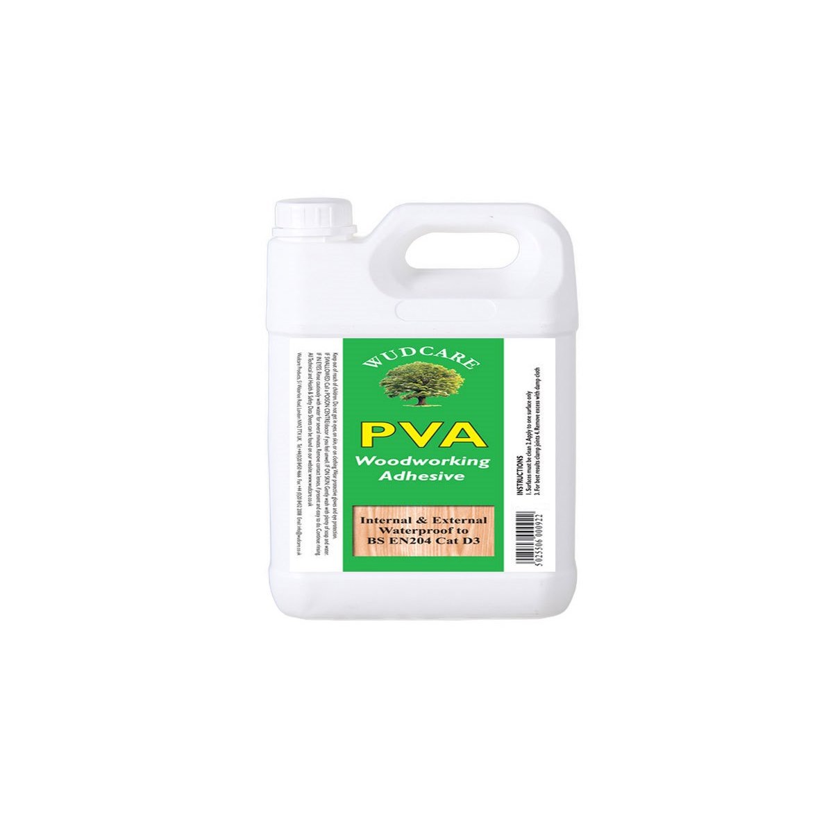 Wudcare PVA Waterproof Woodworking Adhesive 2.5 Litre