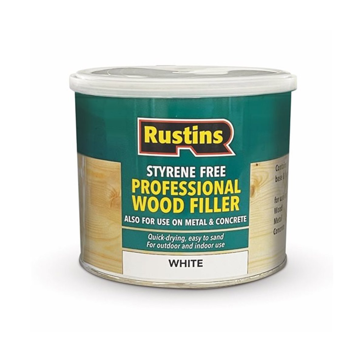 Rustins Styrene Free Professional Wood Filler White 1kg