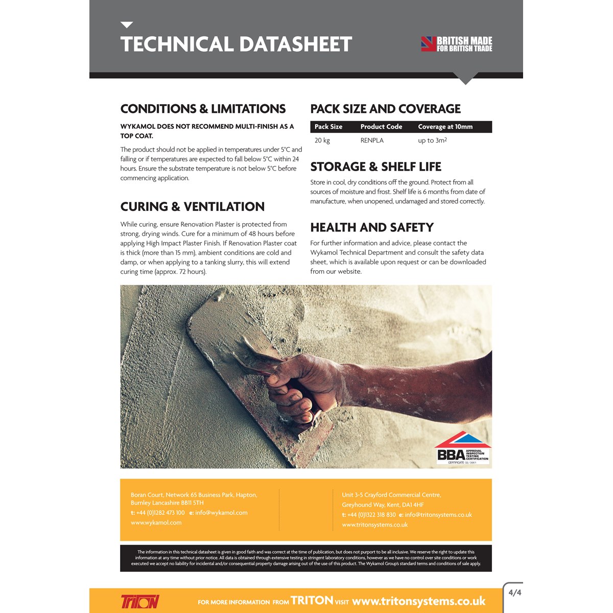 wykamol renovation plaster technical datasheet page 4